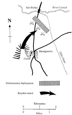 Picture: A possible reconstruction of the battle of Montgomery of september 1644.