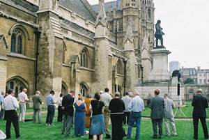 Photo of the congregation gathering