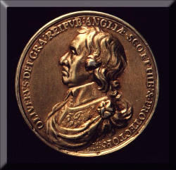 Picture of a coin depicting Cromwell