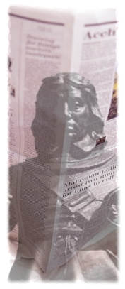 Montage of Cromwell and newspaper