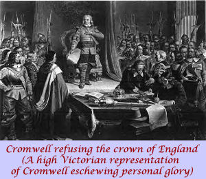 A Victorian representation of Cromwell refusing the crown of England